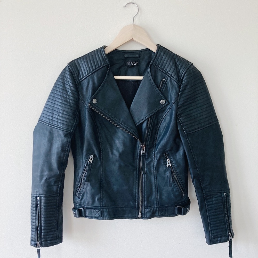 Topshop Vegan Leather Moto Jacket